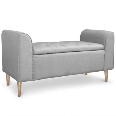 COTECOSY Banc coffre Winnie Tissu Gris clair - Gris clair