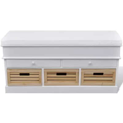 VIDAXL Banc d'entr&eacute;e et de rangement avec coussin 2 tiroirs blanc