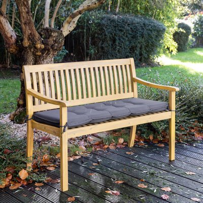 HAPPY GARDEN Banc de jardin 180cm en acacia avec coussin gris