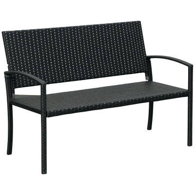 OUTSUNNY Banc de jardin 2 places r&eacute;sine tress&eacute;e 4 fils imitation rotin noir