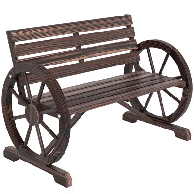 OUTSUNNY Banc de jardin 3 places rustique chic bois sapin trait&eacute; carbonisation