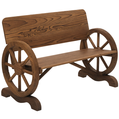 OUTSUNNY Banc de jardin 3 places style rustique chic sapin trait&eacute; carbonisation