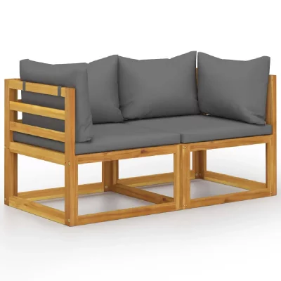 VIDAXL Banc de jardin &agrave; 2 places avec coussins gris fonc&eacute;  Dark grey