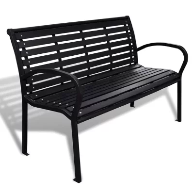 VIDAXL Banc de jardin au style industriel - Noir - 125 x 60.5 x 80.5 cm
