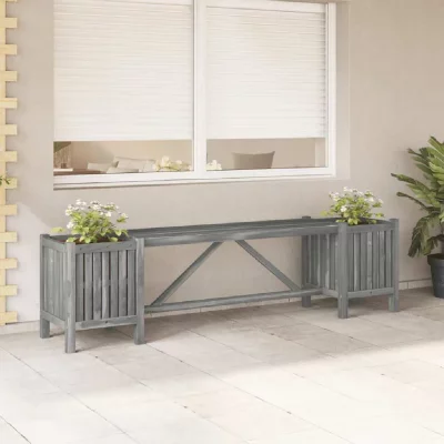 VIDAXL Banc de jardin avec 2 jardini&egrave;res 150 cm Bois d'acacia Gris