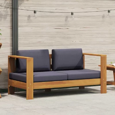 VIDAXL Banc de jardin avec coussins 140 cm Bois d'acacia solide Gris