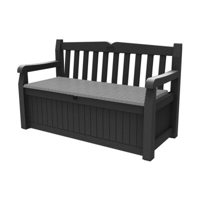 KETER Banc de jardin EDEN avec Coffre en r&eacute;sine 265L - Anthracite - 