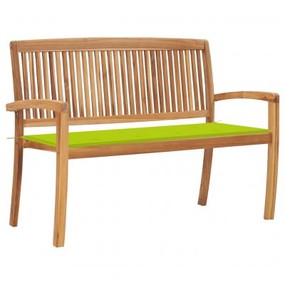VIDAXL Banc De Jardin Empilable Et Coussin 128,5cm Bois De Teck Massif 