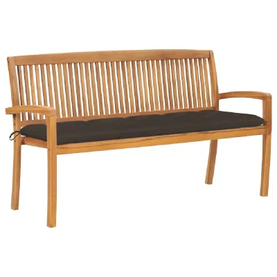 VIDAXL Banc de jardin empilable et coussin 159 cm Bois de teck massif3063329