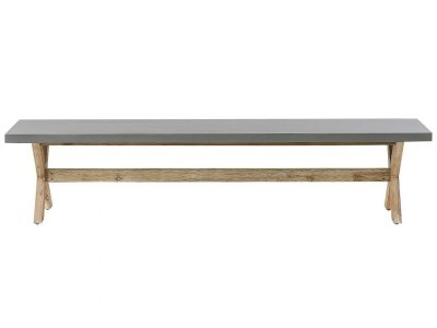 BELIANI Banc de jardin en fibre-ciment gris et bois 200 cm olbia 199524