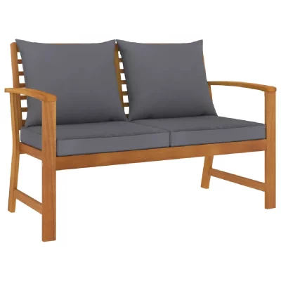 VIDAXL Banc de jardin et coussin gris fonc&eacute; 120cm bois solide d'acacia