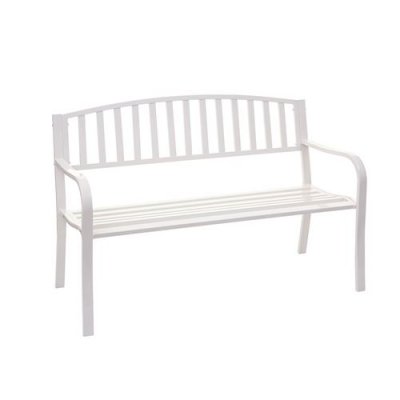 MENDLER Banc de jardin HW C-F43, banc du parc, 2 places, acier thermolaqu&eacute; - blanc