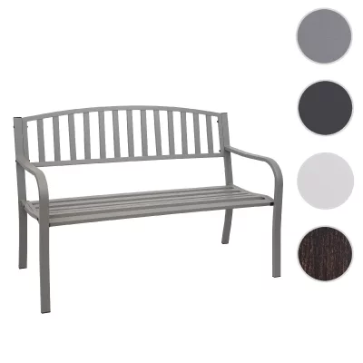 MENDLER Banc De Jardin Hwc-F43, Banc Du Parc, 2 Places, Acier Thermolaqu&eacute; Gris