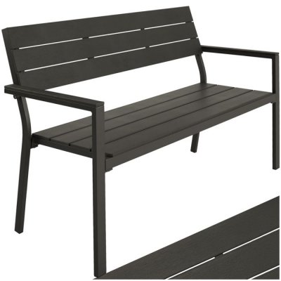 TECTAKE Banc de jardin Line 2 places en aluminium 128 x 59 x 88cm - gris fonc&eacute;