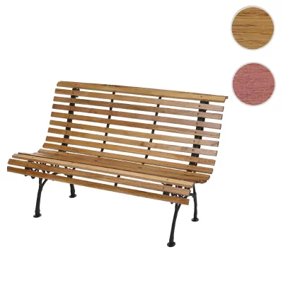 MENDLER Banc de jardin  HWC-F97, banc en bois, fonte, 3 places, 122cm, 22kg marron clair