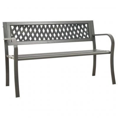 VIDAXL Banc de jardin motif treillis - Gris - 125 x 53 x 82 cm