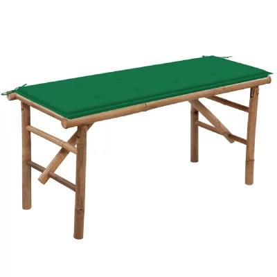 VIDAXL Banc de jardin pliable avec coussin 118 cm Bambou  Vert
