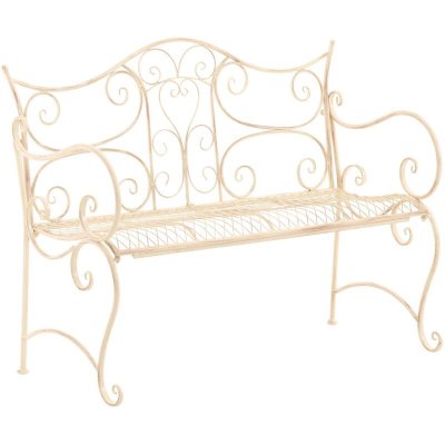 CLP Banc De Jardin Pour 2 Personnes En M&eacute;tal Cr&egrave;me Antique