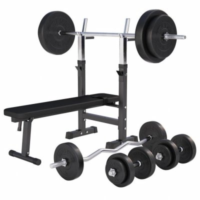 GORILLA SPORTS Banc de musculation GS006 + Set d'halt&egrave;res 97,5 KG 