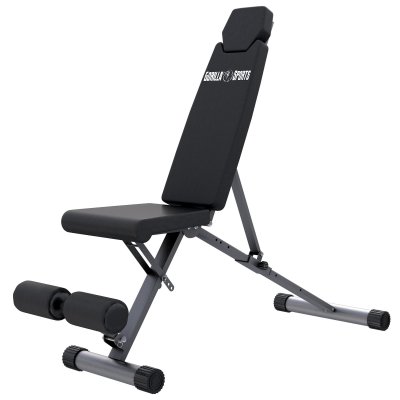 GORILLA SPORTS Banc de musculation inclin&eacute;/d&eacute;clin&eacute; pliable et r&eacute;glable 145 x 46 x 120 cm - Jusqu'&agrave; 200 KG de charge