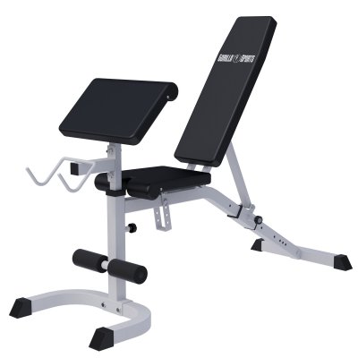GORILLA SPORTS Banc de musculation r&eacute;glable inclin&eacute;/d&eacute;clin&eacute; avec pupitre &agrave; biceps 