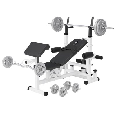 GORILLA SPORTS Banc de musculation universel GS005 + set d'halt&egrave;res fonte grip de 108 KG