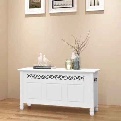 VIDAXL Banc de rangement en style baroque pfdm blanc
