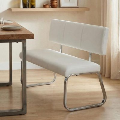 IDIMEX Banc design avec dossier VILAS, en synth&eacute;tique blanc