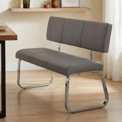 IDIMEX Banc design avec dossier VILAS, en synth&eacute;tique gris