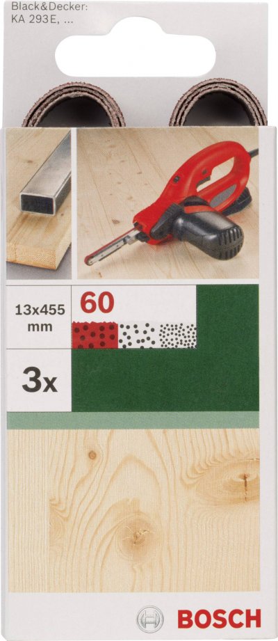 BOSCH Bande abrasive 13x451 mm G120, RW, non perfor&eacute;, fixation &eacute;trier - 3 pi&egrave;ces