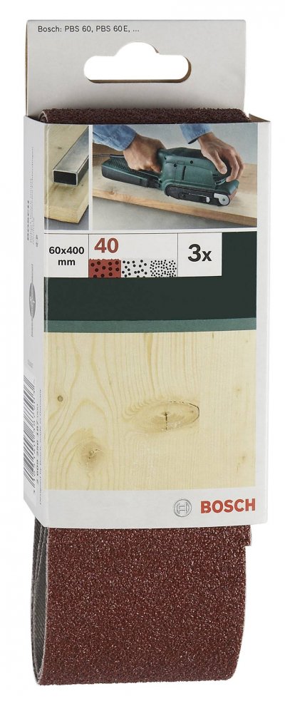 GENERIQUE Bande abrasive 60x400 mm G80, RW, non perfor&eacute;, fixation &eacute;trier - 3 pi&egrave;ces