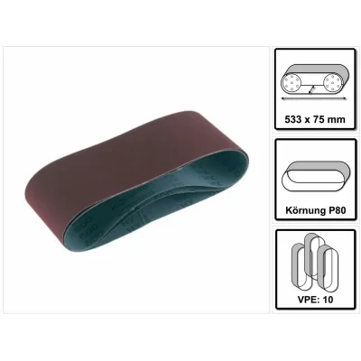 FESTOOL Bande abrasive BS 75 - 533 x 75 mm - grain 80 - 10 pi&egrave;ces - 499157