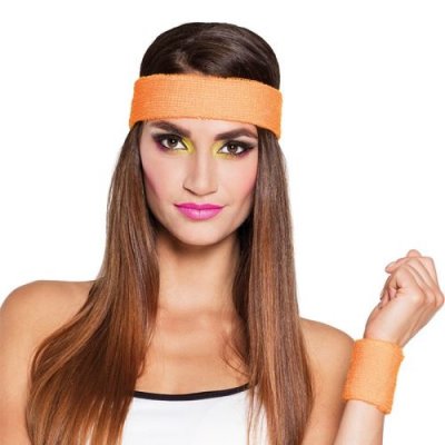 GENERIQUE Bandeau et poignets orange 80's adulte