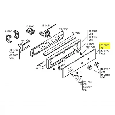 SIEMENS BANDEAU VERRE DE COMMANDE BLANC pour FOUR  - 00296378