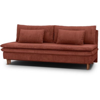 AUCUNE Banquette convertible MASSA Aucucune velours c&ocirc;tel&eacute; terracotta 3 places lits 2 pers
