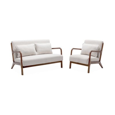 SWEEEK Banquette + fauteuil bouclette h&eacute;v&eacute;a teint&eacute;
