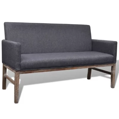 VIDAXL Banquette rembourr&eacute;e gris fonc&eacute; en bois d'h&eacute;v&eacute;a