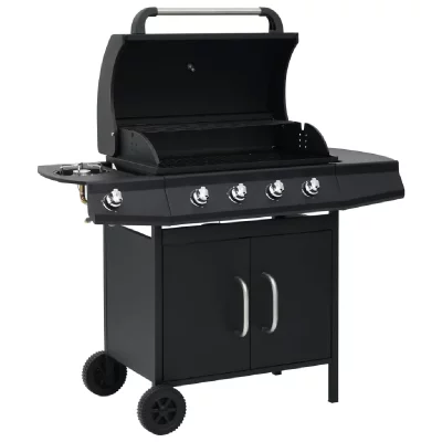 VIDAXL Barbecue &agrave; gaz 4+1 zones de cuisson noir acier