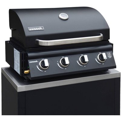 SWEEEK Barbecue &agrave; gaz avec 4 br&ucirc;leurs &agrave; poser avec r&eacute;cup&eacute;rateur de graisse