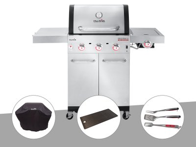 CHAR BROIL Barbecue &agrave; gaz char-broil professional pro s 3 + housse de protection + plancha + kit 3 ustensiles