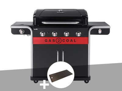 CHAR BROIL Barbecue &agrave; gaz et &agrave; charbon Gas2Coal Char-Broil 2.0 4B + Plancha