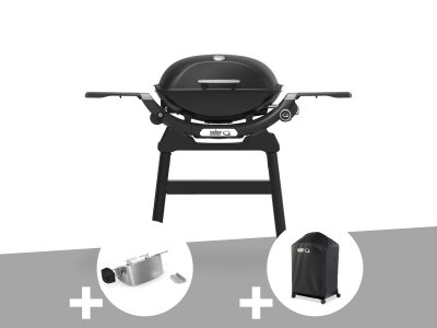 WEBER Barbecue &agrave; gaz q 2200n noir avec pied + r&ocirc;tissoire + housse - 
