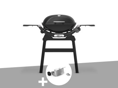 WEBER Barbecue &Agrave; Gaz Q 2200n Noir Avec Pied + R&ocirc;tissoire - 