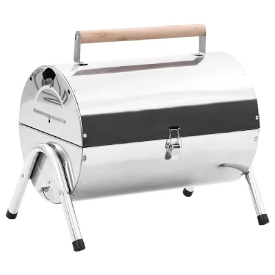 VIDAXL Barbecue au charbon portable acier inoxydable grilles doubles