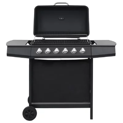 VIDAXL Barbecue au gaz avec 6 zones de cuisson Acier Noir