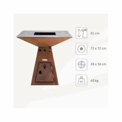 REMUNDI Barbecue brasero en acier cube surface de cuisson 82 cm