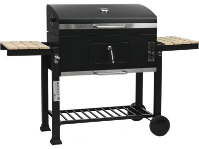 HABITAT ET JARDIN Barbecue charbon avec tablettes lat&eacute;rales et grilles r&eacute;glables Marquis - Noir