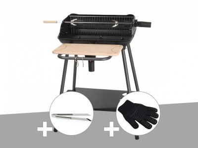 SOMAGIC Barbecue charbon Bergamo  + Pince en inox + Gant de protection