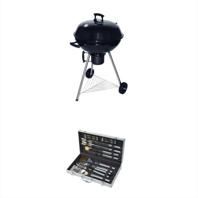 SWEEEK Barbecue charbon de bois georges + mallette d'ustensiles 18