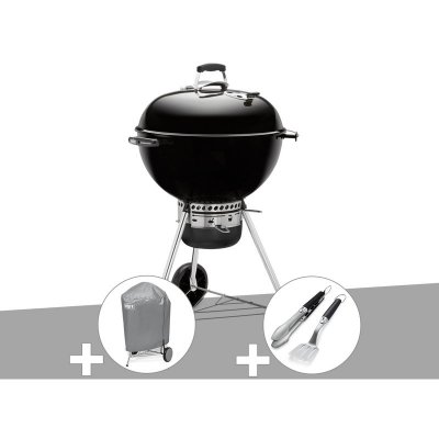 WEBER Barbecue charbon Master-Touch GBS 57 cm E-5750 Noir + Housse + Kit ustensiles Premium 2 pi&egrave;ces -